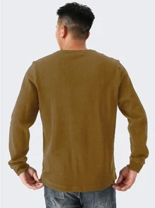 Manfinity Homme Áo thun & Áo lót Nam Lá thư Giải trí - màu nâu - Xem 2