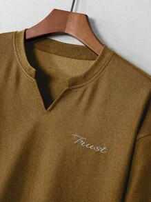 Manfinity Homme Áo thun & Áo lót Nam Lá thư Giải trí - màu nâu - Xem 4