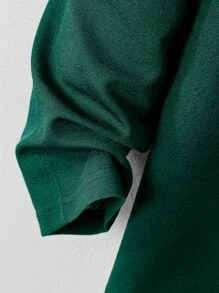 Manfinity Homme Loose Fit Men's Letter Graphic Notched Neck Tee - Green - View 4