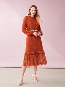 MOTF PREMIUM LACE TIE-WAIST CAMI DRESS WITHOUT BELT - Orange - View 7