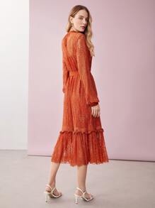 MOTF PREMIUM LACE TIE-WAIST CAMI DRESS WITHOUT BELT - Orange - View 9