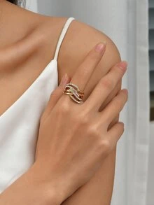 Anillo zirconia cúbica - Amarillo Oro - Ver 2