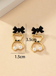 Bow & Cartoon Bear Drop Earrings - Multicolor - View 5