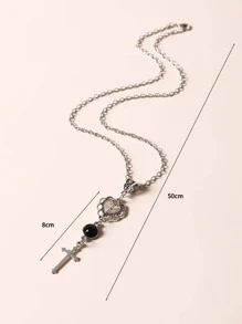 1 vòng cổ dây chuyền trang trí chữ thập cho nam, trang sức bằng thép không gỉ - Nhiều màu - Xem 3