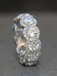 Cubic Zirconia Decor Ring - Silver - View 2