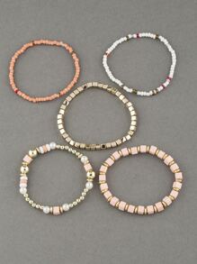 5 chiếc vòng tay hạt charm màu sắc bất đối xứng phong cách Bohemian cho kỳ nghỉ/du lịch - Nhiều màu - Xem 2