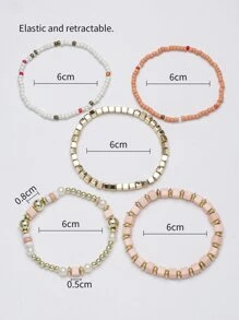 5 chiếc vòng tay hạt charm màu sắc bất đối xứng phong cách Bohemian cho kỳ nghỉ/du lịch - Nhiều màu - Xem 3