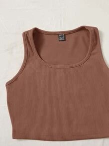 SHEIN EZwear Solid Tank Top & Drawstring Waist Shorts