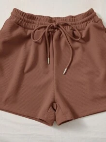 SHEIN EZwear Solid Tank Top & Drawstring Waist Shorts