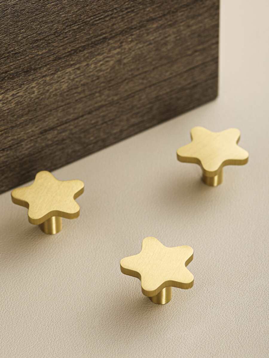 1 pieza cobre Cajón creativo dorado con diseño de estrella Tirador de cajón Manija del cajón - Dorado - Ver 1