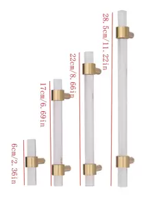 1 件現代簡約壓克力桿和黃銅吧櫃把手,適用於櫥櫃、衣櫃、酒櫃、抽屜等。 - 金色 - 查看 2