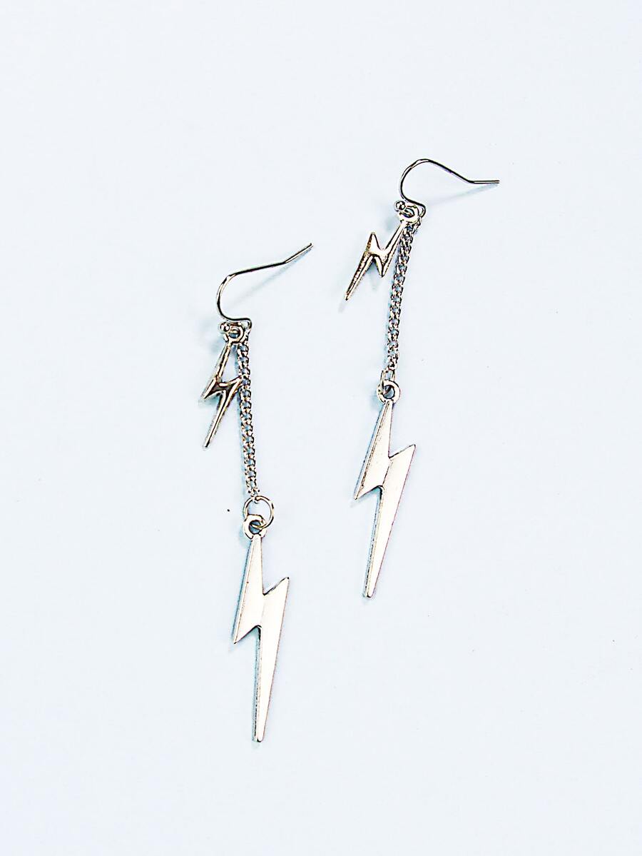 Lightning Drop Earrings - Silver - View 1