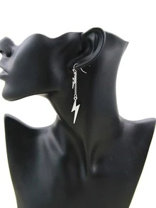 Lightning Drop Earrings - Silver - View 2