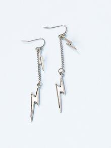 Lightning Drop Earrings - Silver - View 6