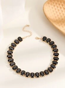 Vòng cổ trang trí rhinestone - màu đen - Xem 1