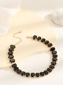 Vòng cổ trang trí rhinestone - màu đen - Xem 2