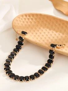 Vòng cổ trang trí rhinestone - màu đen - Xem 3