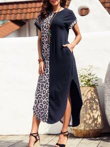 SHEIN VCAY Đầm Túi Chia In hoa Báo Giải trí - Nhiều màu - Xem 3
