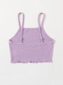 Muchica Lettuce Trim Waffle Knit Cami Top - Lilac Purple - View 2