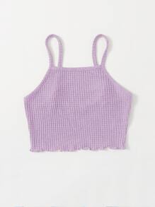 Muchica Lettuce Trim Waffle Knit Cami Top - Lilac Purple - View 3