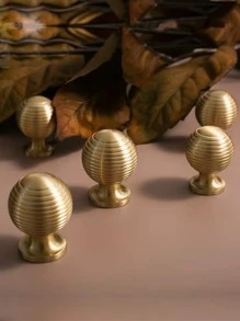 1入組金色鋁合金抽屜把手圓形小櫃門把手 - 金色 - 查看 1