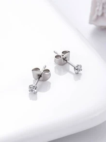 Cubic Zirconia Decor Stud Earrings