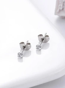 Cubic Zirconia Decor Stud Earrings