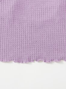 Muchica Lettuce Trim Waffle Knit Cami Top - Lilac Purple - View 5