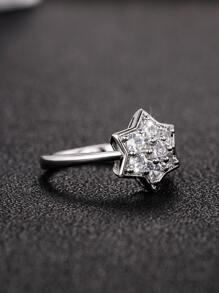 Cubic Zirconia Star Decor Ring - Silver - View 4