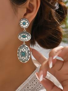 Turquoise Decor Drop Earrings - Multicolor - View 1
