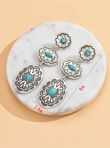 Turquoise Decor Drop Earrings - Multicolor - View 4