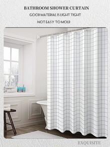 1入組滌綸浴簾浴室現代主義格子印花浴簾襯墊 - 黑與白 - 查看 2