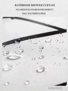 1入組滌綸浴簾浴室現代主義格子印花浴簾襯墊 - 黑與白 - 查看 3