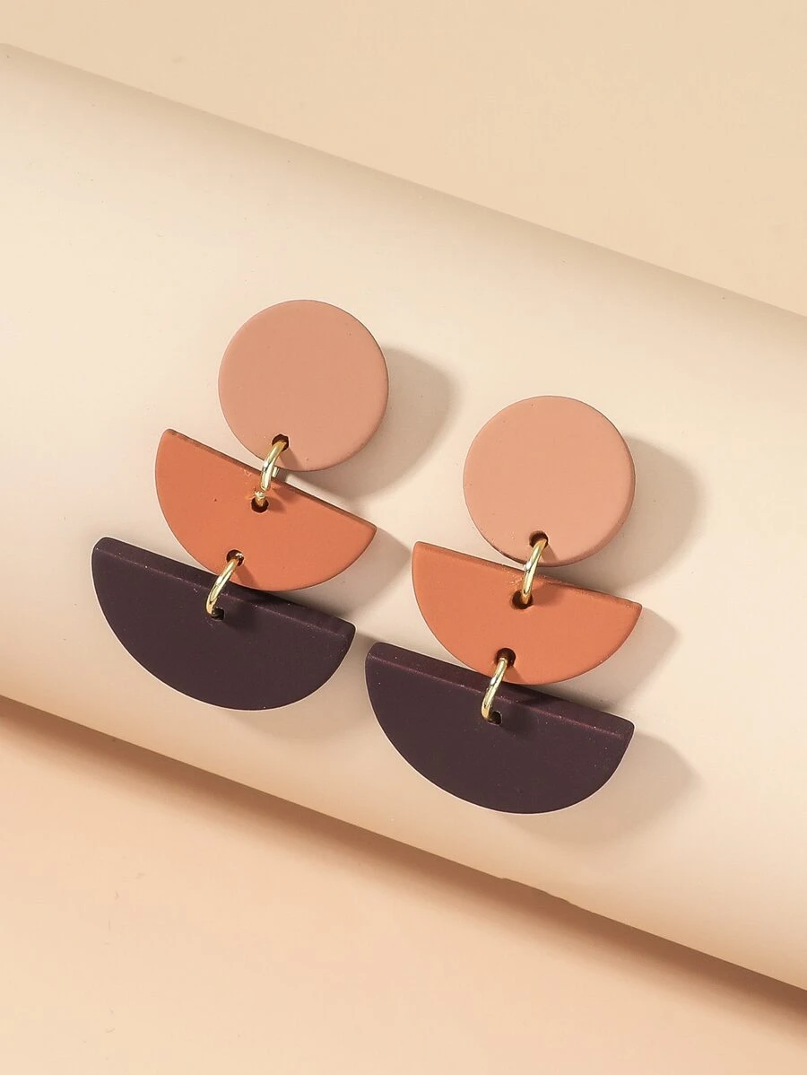 Hoa tai thả hình học - màu nâu - Xem 1