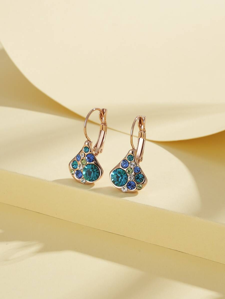 Cubic Zirconia Decor Stud Earrings - Multicolor - View 1