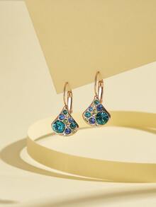 Cubic Zirconia Decor Stud Earrings - Multicolor - View 2