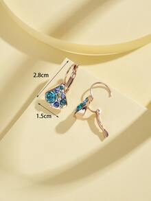 Cubic Zirconia Decor Stud Earrings - Multicolor - View 3