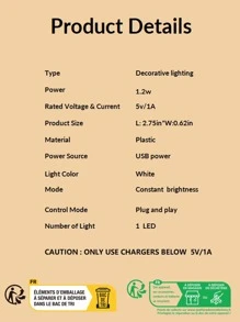 1 pieza Libro al azar de plástico USB flexible portátil USB lámpara para casa - Blanco - Ver 3