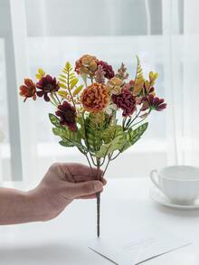 1PC Artificial Flowers Silk Hydrangea Bulbous Chrysanthemum Bouquet Valentine's Day Wedding Decoration DIY Wreath Material, Bride Holding Wrist Flower Decoration Accessories, Wedding Car Decoration, Lintel Arch Decoration, Home, Dining Room, Bedroom, Vase Decoration, Birthday Party Decoration Materials New Year Gifts - Multicolor - View 3