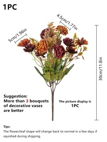 1PC Artificial Flowers Silk Hydrangea Bulbous Chrysanthemum Bouquet Valentine's Day Wedding Decoration DIY Wreath Material, Bride Holding Wrist Flower Decoration Accessories, Wedding Car Decoration, Lintel Arch Decoration, Home, Dining Room, Bedroom, Vase Decoration, Birthday Party Decoration Materials New Year Gifts - Multicolor - View 2