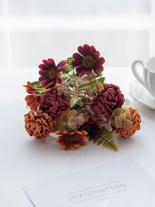 1PC Artificial Flowers Silk Hydrangea Bulbous Chrysanthemum Bouquet Valentine's Day Wedding Decoration DIY Wreath Material, Bride Holding Wrist Flower Decoration Accessories, Wedding Car Decoration, Lintel Arch Decoration, Home, Dining Room, Bedroom, Vase Decoration, Birthday Party Decoration Materials New Year Gifts - Multicolor - View 6