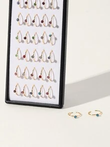40pcs/set Stainless Steel Rhinestone Decor Nose Stud For Women & Girls
