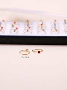 40pcs/set Stainless Steel Rhinestone Decor Nose Stud For Women & Girls