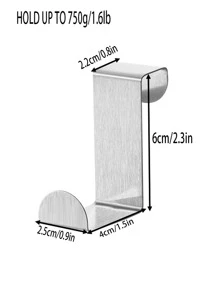 2pcs Stainless Steel Door Back Hanging Hook - White - View 2