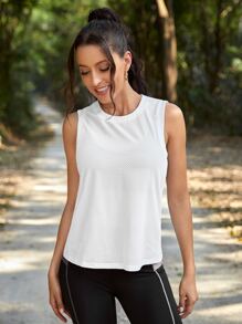 Yoga Basic Fishnet Sports Tank Top - White - View 3