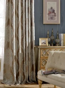 Rèm đơn Jacquard hoa, Rèm đơn polyester hiện đại cho phòng ngủ và phòng khách - Nhiều màu - Xem 1