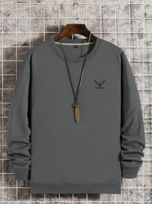 Manfinity Homme Men Letter Graphic Sweatshirt - Dark Grey - View 3