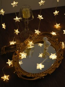 1入組10/20/30燈1/2/3米星形串燈,皮革線,非常適合室內裝飾,臥室裝修,節慶裝飾,婚禮求婚,派對裝飾 - 黃色 - 查看 1