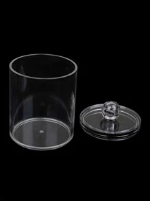 1pc Plastic Swab Holder Dispenser, Round Pads Storage Organization - Clear - View 3