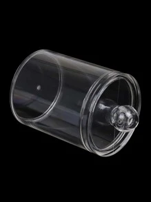 1pc Plastic Swab Holder Dispenser, Round Pads Storage Organization - Clear - View 4